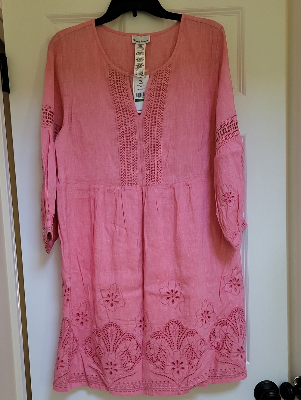 TOMMY BAHAMA St. Lucia Linen-blend Split-neck Dress in Coral Coast - Picture 3 of 15